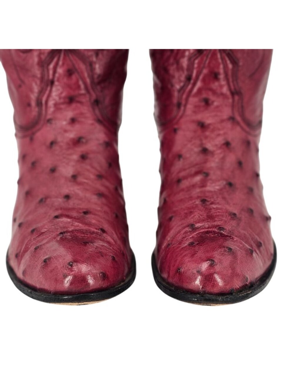 Vintage Nocona Boots Exotic Full Ostrich Burgundy Cowgirl Boot Women 6.5 Western - Picture 10 of 16